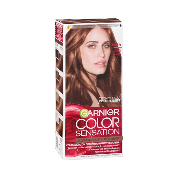 Coloración permanente 6.35 rubio caramelo Color Sensation
