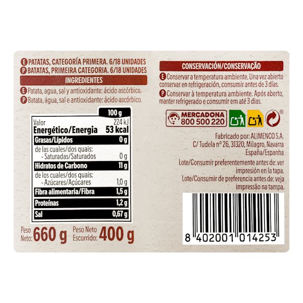 Patatas cocidas Hacendado