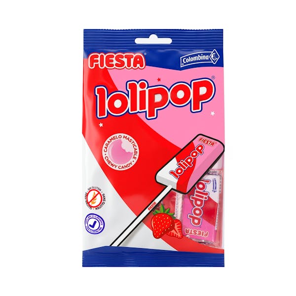 Imagen de Caramelos masticables con palo Lolipop Fiesta sabor fresa