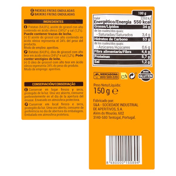 Patatas fritas corte ondulado Hacendado