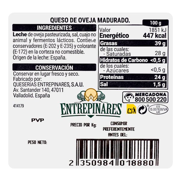Queso viejo de oveja Hacendado