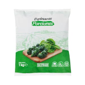 Espinacas en porciones Hacendado ultracongelada