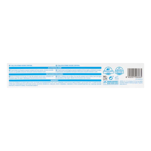 Toallitas Dermo higiene corporal Deliplus tamaño gigantes