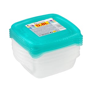 Recipiente de plástico cuadrado bajo 0,8L Bosque Verde