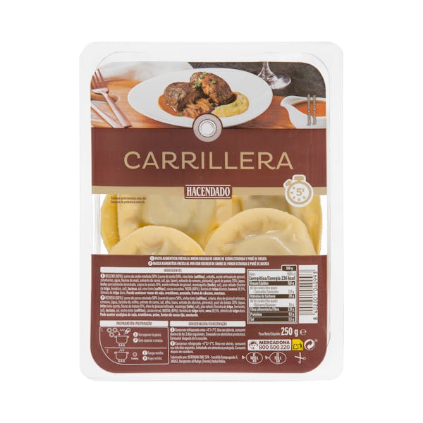 Imagen de Pasta fresca girasoles rellena de carrillera y puré de patata Hacendado