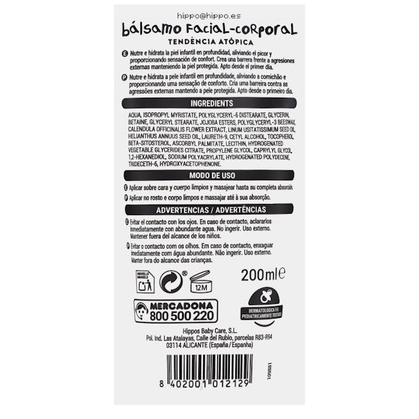 Bálsamo facial corporal infantil pieles atópicas Deliplus