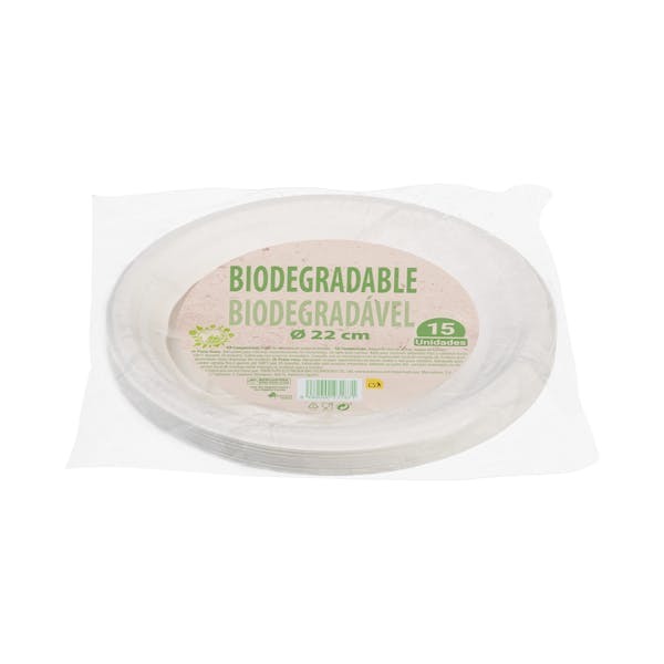 Plato llano biodegradable Bosque Verde