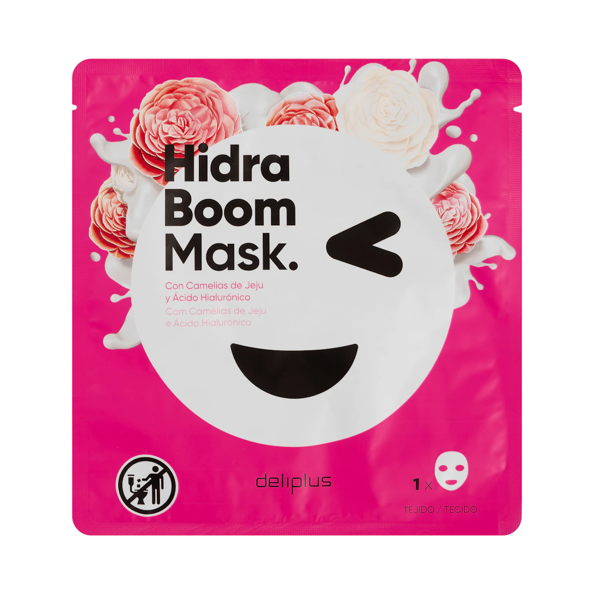 Mascarilla facial Hidra Boom Mask Deliplus con Camelias de Jeju y ácido hialurónico – Mercadona – صورة إعلانية للمنتج