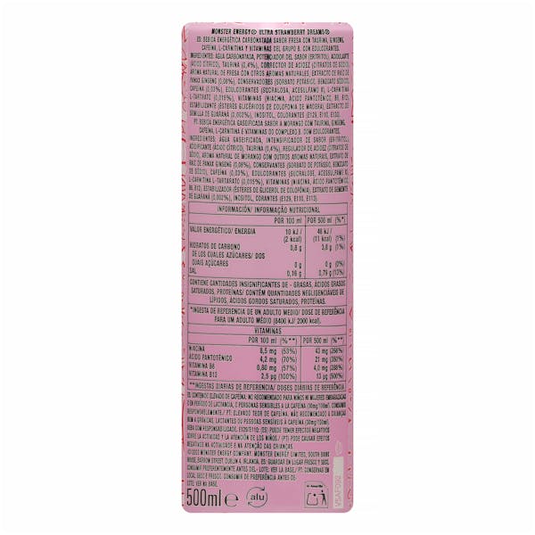 Bebida energética Strawberry Energy Ultra zero azúcar Monster