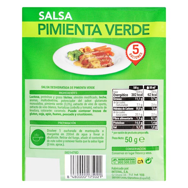 Salsa pimienta verde Hacendado