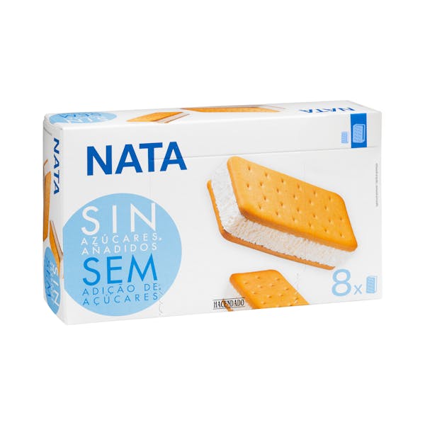 Helado sándwich sabor nata Hacendado sin azúcares añadidos 0.8l