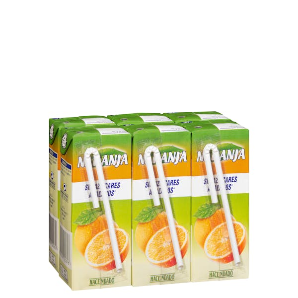 Bebida de naranja Hacendado sin azúcares añadidos pack 6 x 1.2l