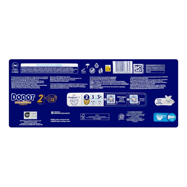Pañales bebé talla 2 Dodot Sensitive de 4-8 kg