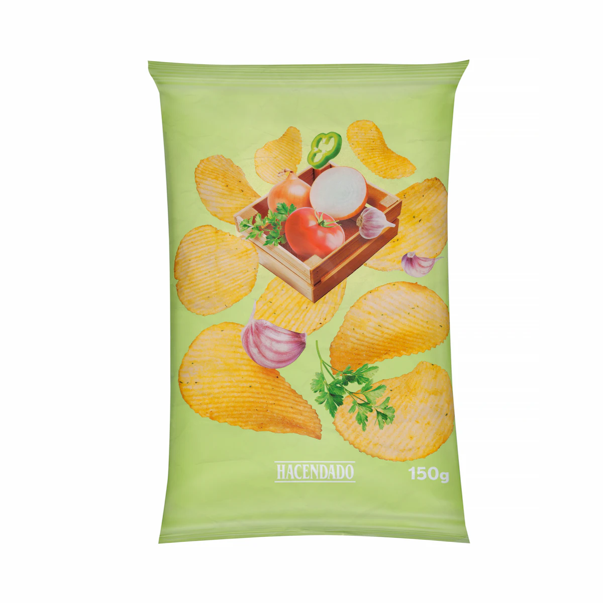 Patatas fritas onduladas sabor campestre Hacendado – Mercadona – صورة إعلانية للمنتج