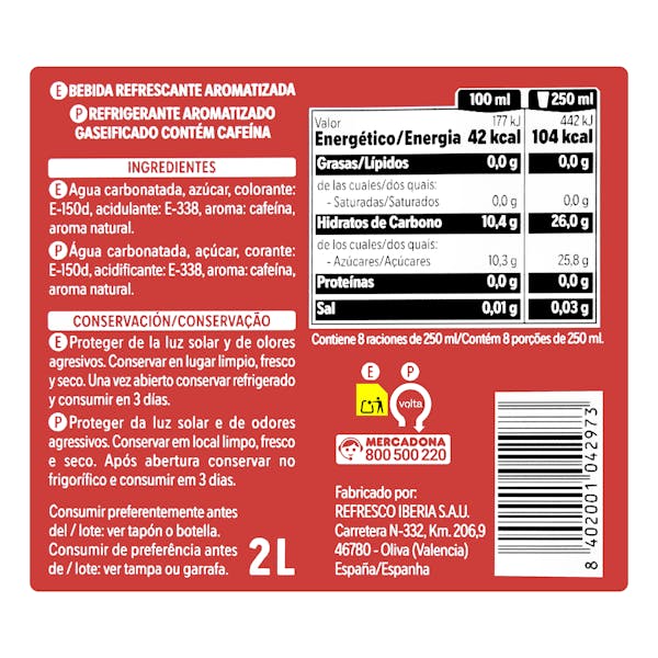 Refresco cola Hacendado