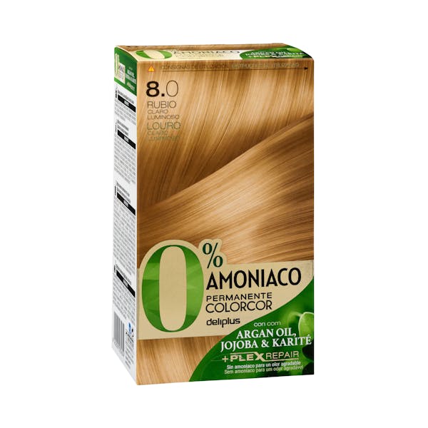 Coloración permanente 0% amoníaco 8.0 rubio claro luminoso Colorcor