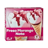 Helado cucurucho fresa nata