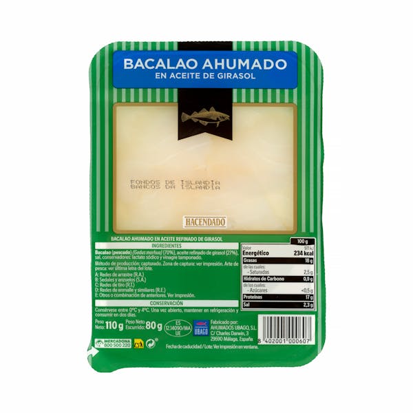 Imagen de Bacalao ahumado Hacendado en aceite de girasol