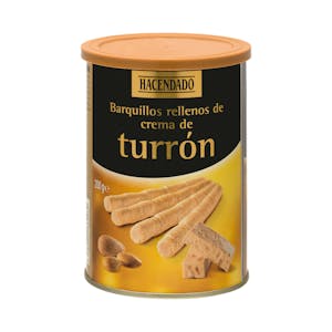 Barquillos rellenos de crema turrón Hacendado