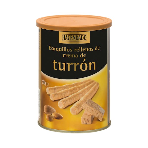 Barquillos rellenos de crema turrón Hacendado