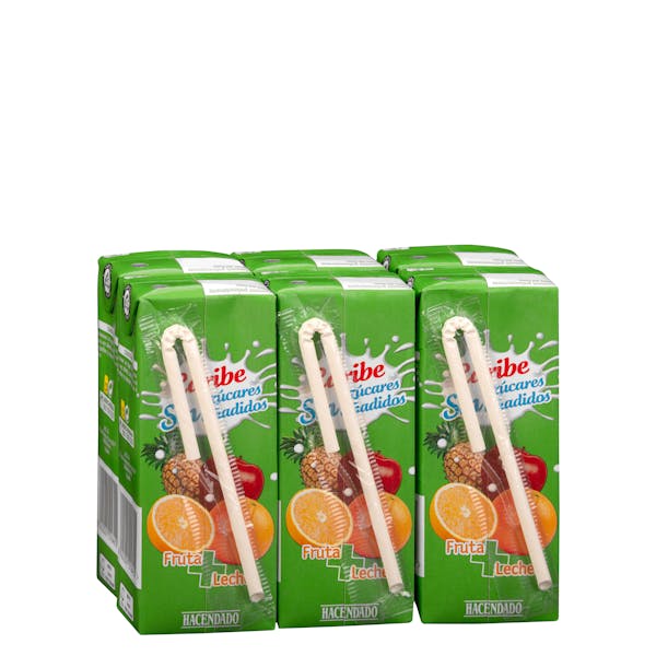 Fruta + leche caribe Hacendado sin azúcares añadidos