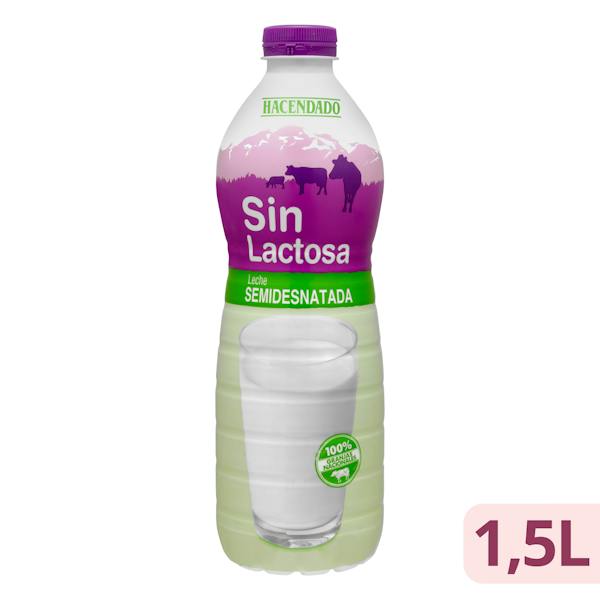 Leche semidesnatada sin lactosa Hacendado