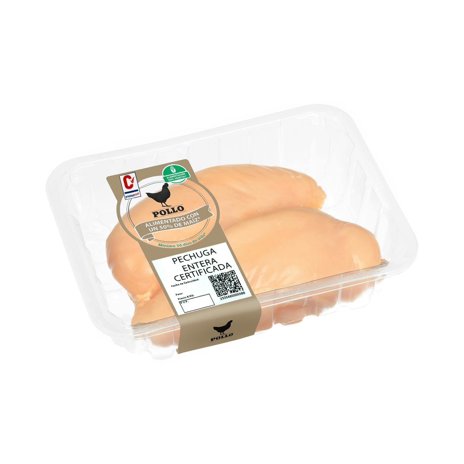 Pechugas enteras de pollo certificado alimentado con un 50% de maíz en ...