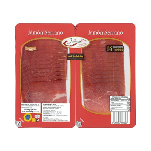Imagen de Jamón serrano medias lonchas Jamcal