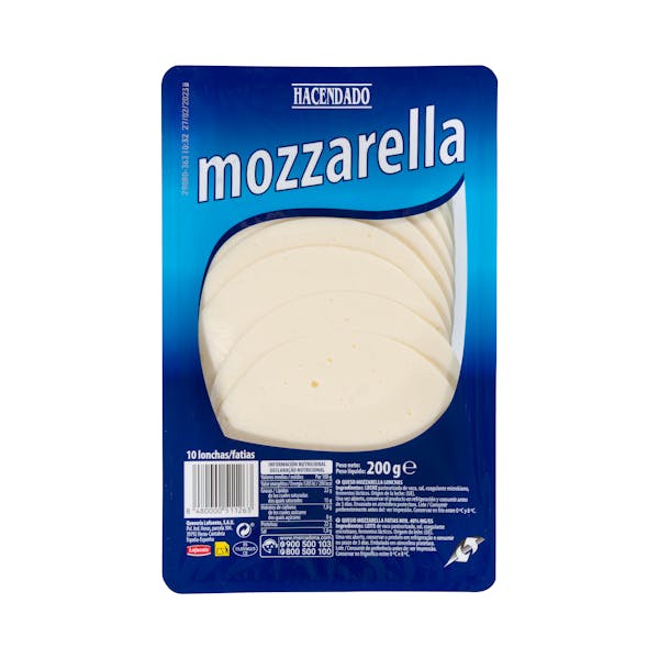 Queso lonchas mozzarella de vaca Hacendado
