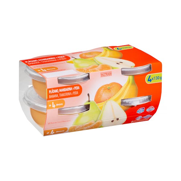 Papilla plátano, mandarina y pera Hacendado +4 meses