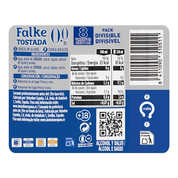 Cerveza 0,0% sin alcohol tostada Falke