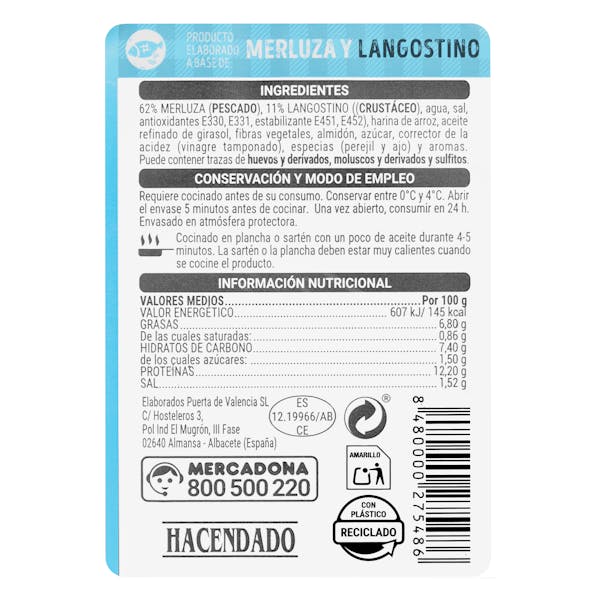 Elaborado de merluza y langostino