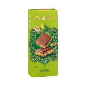 Fussion milk chocolate with pistachio cream and toasted filo dough Hacendado