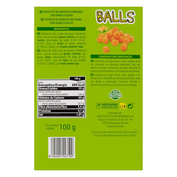 Snack Balls sabor queso Hacendado