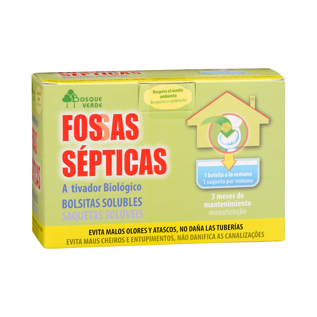 Limpiador fosas sépticas Bosque Verde bolsitas solubles – Mercadona – صورة إعلانية للمنتج