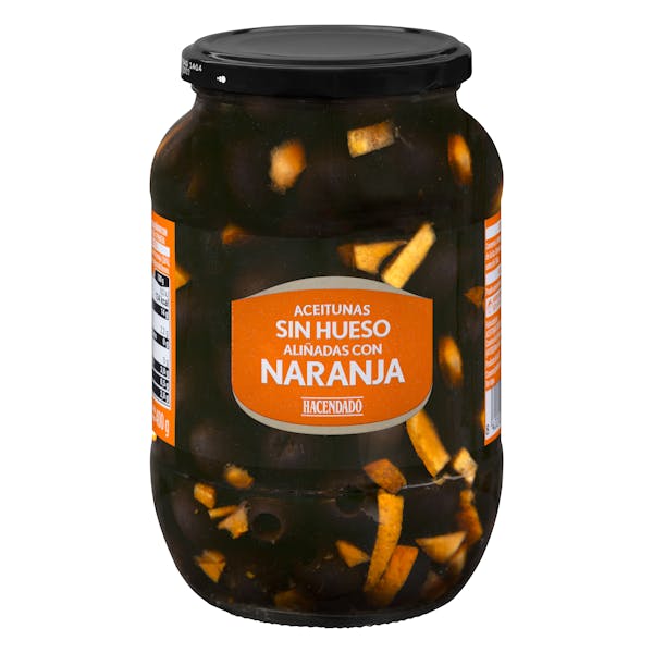 Aceitunas negras sin hueso Hacendado aliñadas con naranja