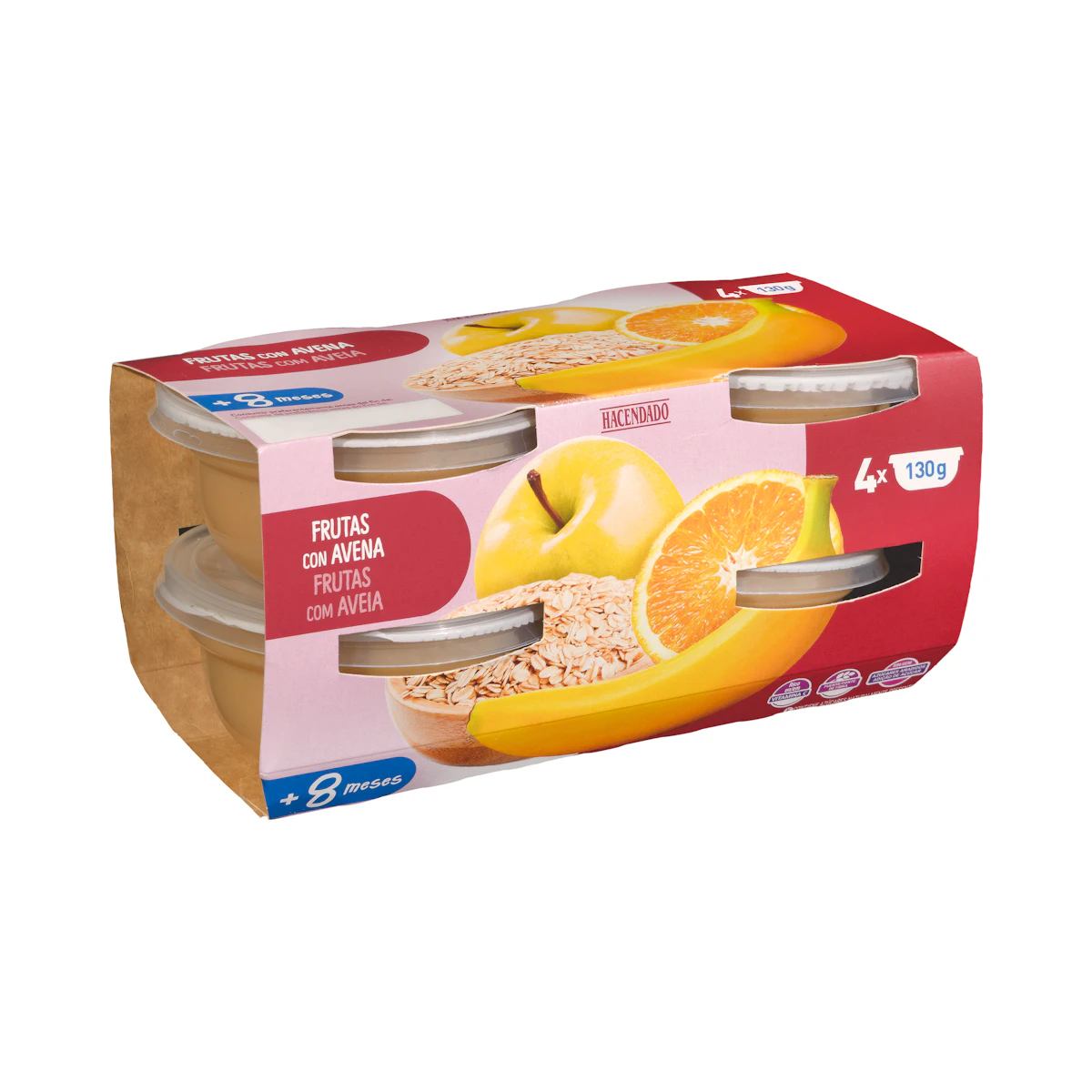 Papilla frutas con avena Hacendado +8 meses – Mercadona – صورة إعلانية للمنتج
