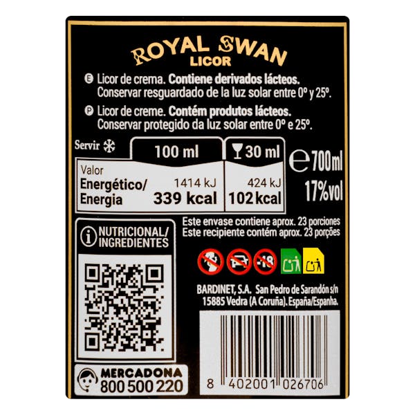 Licor crema Royal Swan