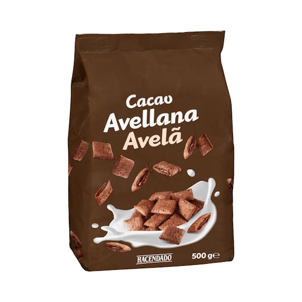 Cereales rellenos de cacao y avellana Hacendado