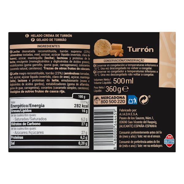 Helado de turrón Hacendado