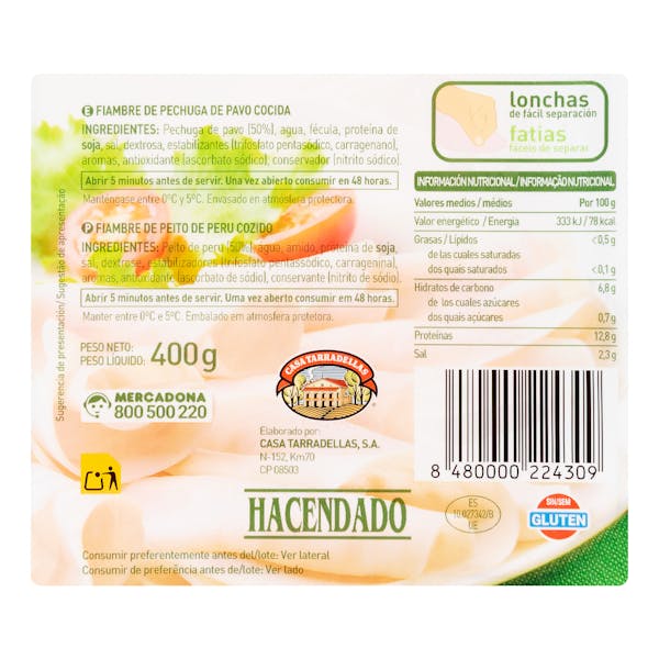 Maxi pavo Hacendado finas lonchas