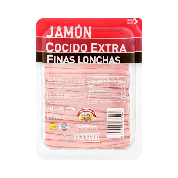 Imagen de Jamón cocido extra Hacendado finas lonchas
