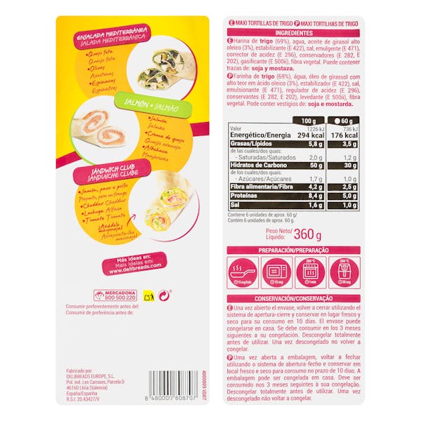 Maxi tortillas de trigo Hacendado