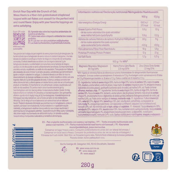 Pan tostado con copos de avena Vitalité Kaura Wasa