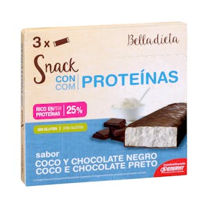 Snack con proteínas Belladieta sabor coco y chocolate negro