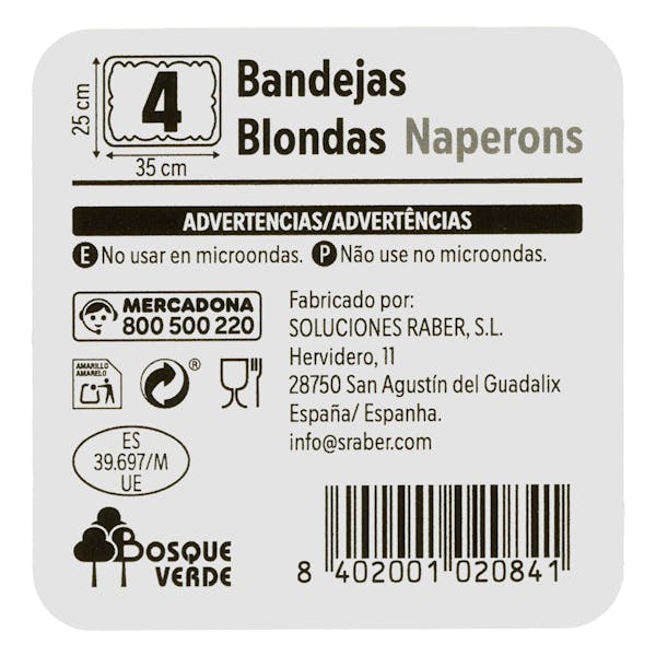 Bandeja de cartón rectangular Bosque Verde