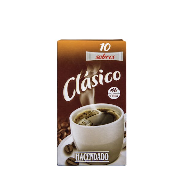 Café soluble clásico Hacendado en sobres Mercadona