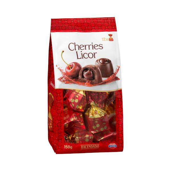 Imagen de Bombones cereza al licor Hacendado con chocolate