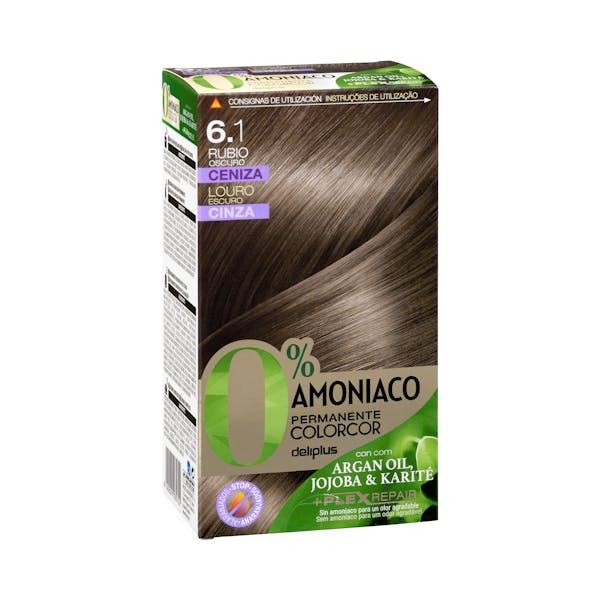 Coloración permanente 0% amoníaco 6.1 rubio oscuro ceniza Colorcor