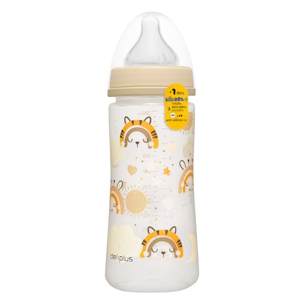 Biberón 360 ml tetina silicona tres posiciones Deliplus +1 mes